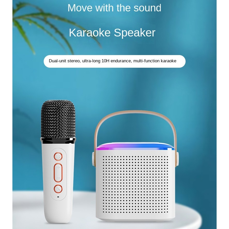 Jual Speaker Karaoke Mic Family Home KTV Y1 Wireless Bluetooth RGB LED ...
