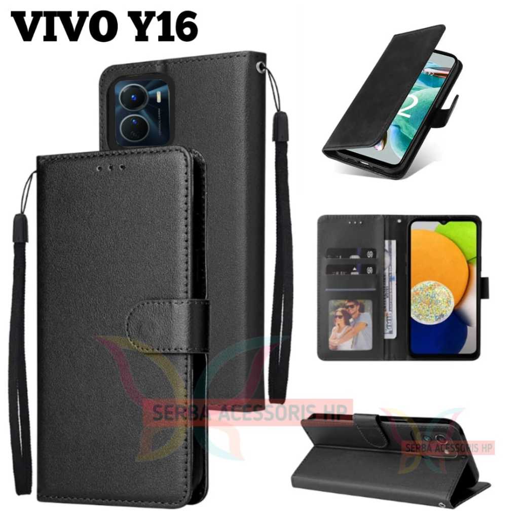Jual Case dompet VIVO Y16 flip dompet kulit mewah sampul slot