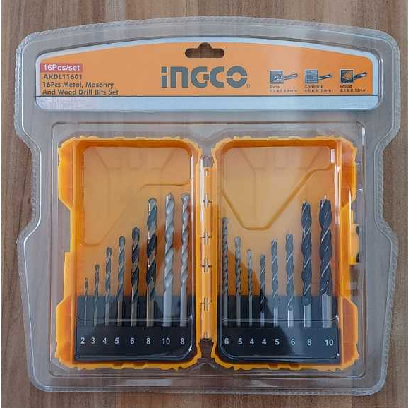 Jual All Purpose Drill Bits Set INGCO AKDL11601 Mata Bor Besi Tembok ...