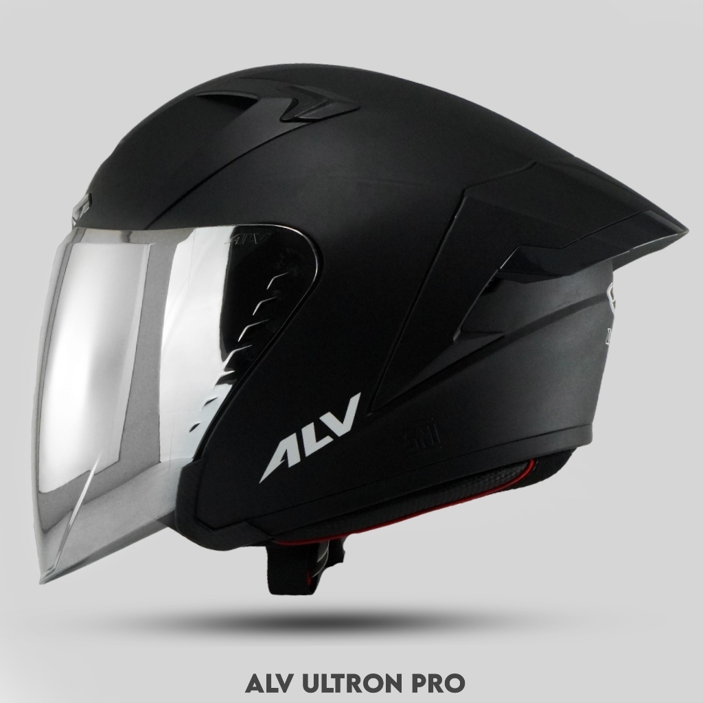 Jual Alv Ultron Pro Black Glosy Helm Half Face Pria Dan Wanita Dewasa