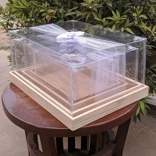 Jual Box Hantaran Kayu Jati Belanda Kotak Seserahan Pernikahan Plus Tutup Mika Hias Kain Tile 8800