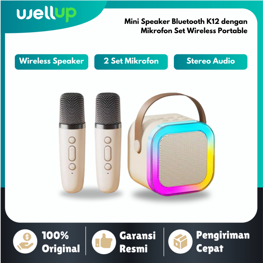 Jual WELLUP Speaker Mini Bluetooth 2 in 1 set Microphone KTV Karaoke ...