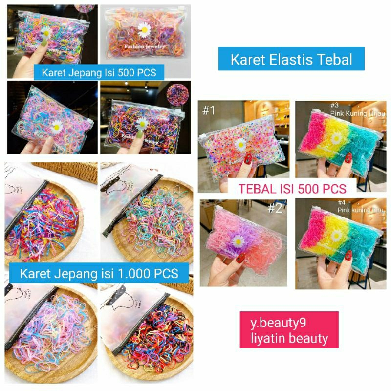 Jual Ikat Rambut Jepang FREE POUCH Karet Jepang 1000 Pcs Karet Elastis ...