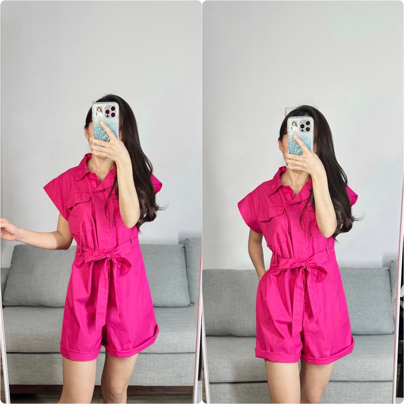 Side Ribbon Voluminous Rompers サロペット・オーバーオール