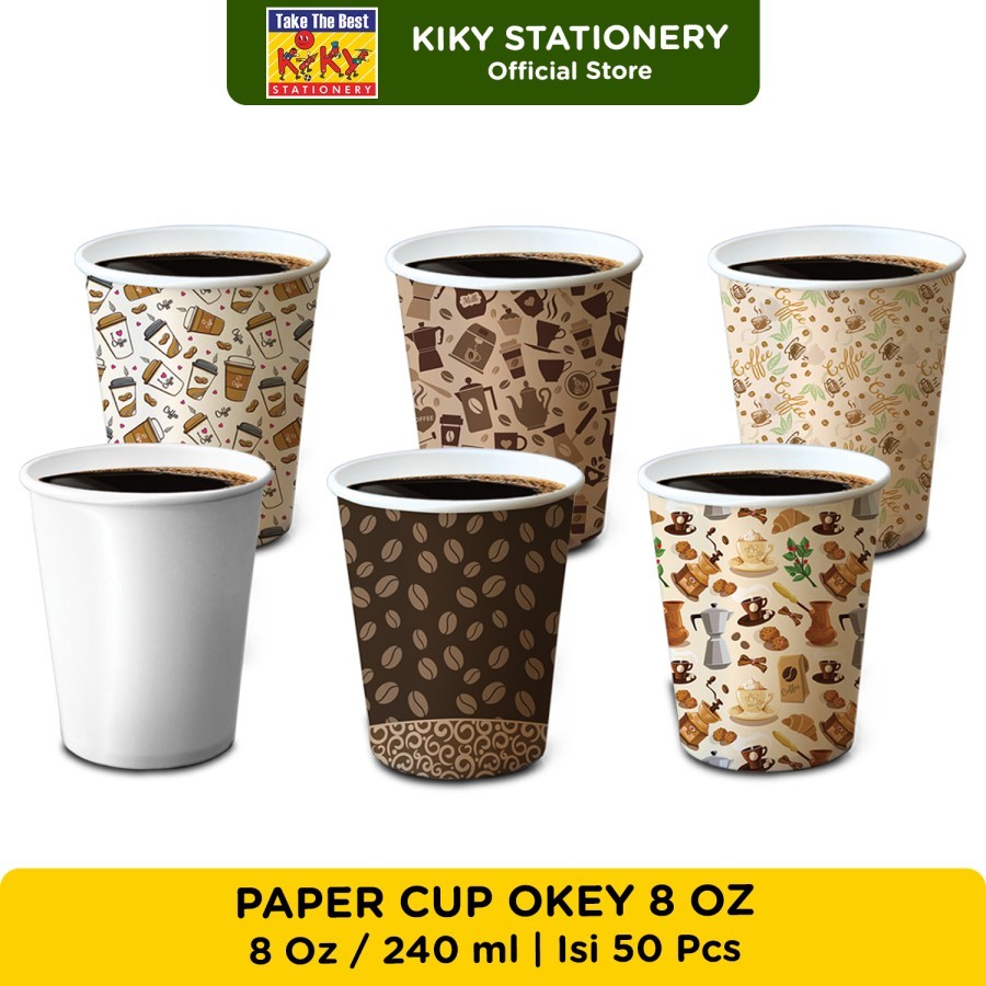 Jual Paper Cup 8 Oz Dan 6 Oz- 1 Pack isi 50 Pcs / Gelas Kertas Tahan ...