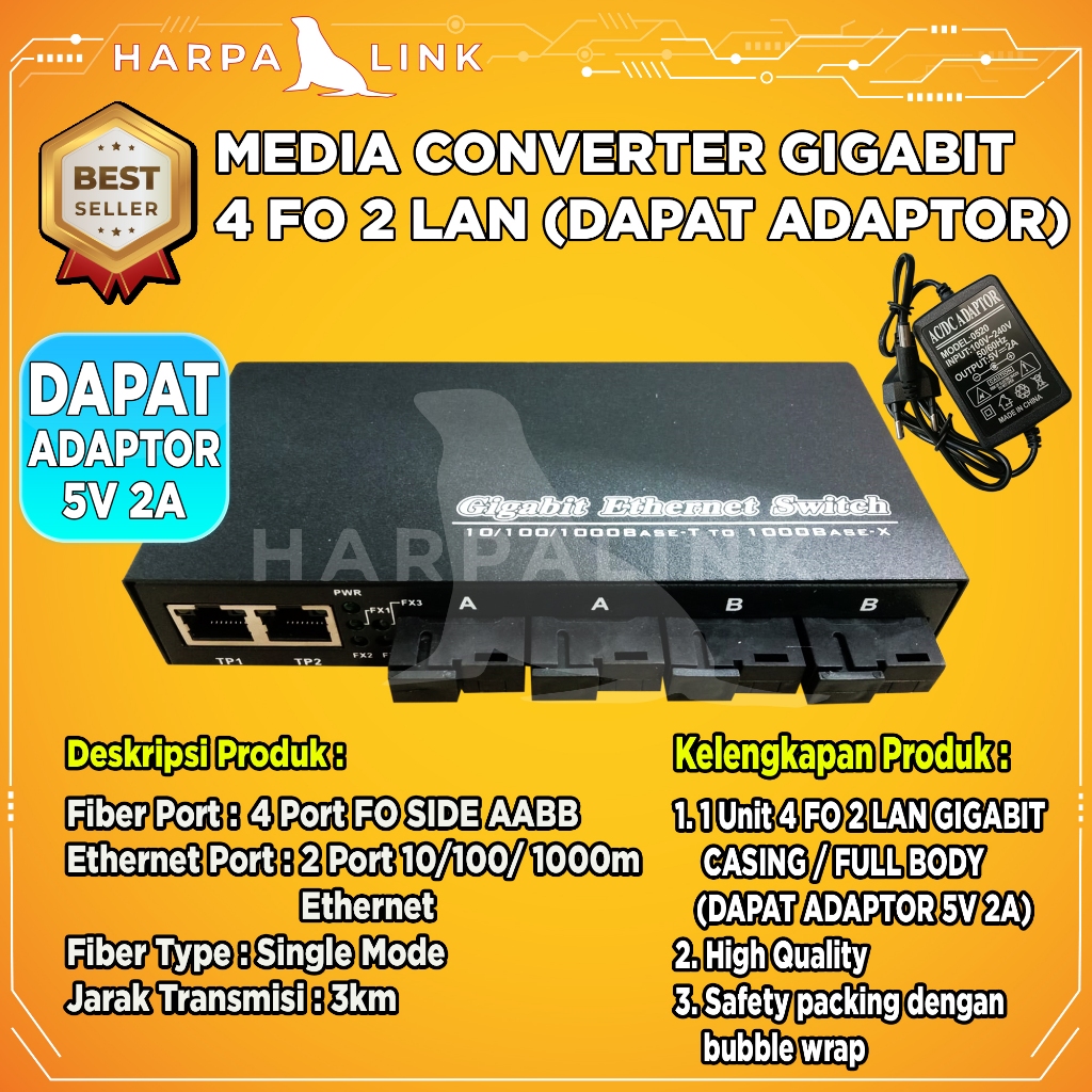 Jual Media Converter 4 FO 2 LAN 4 SC 2 RJ45 Gigabit 1000 Mbps Body ...