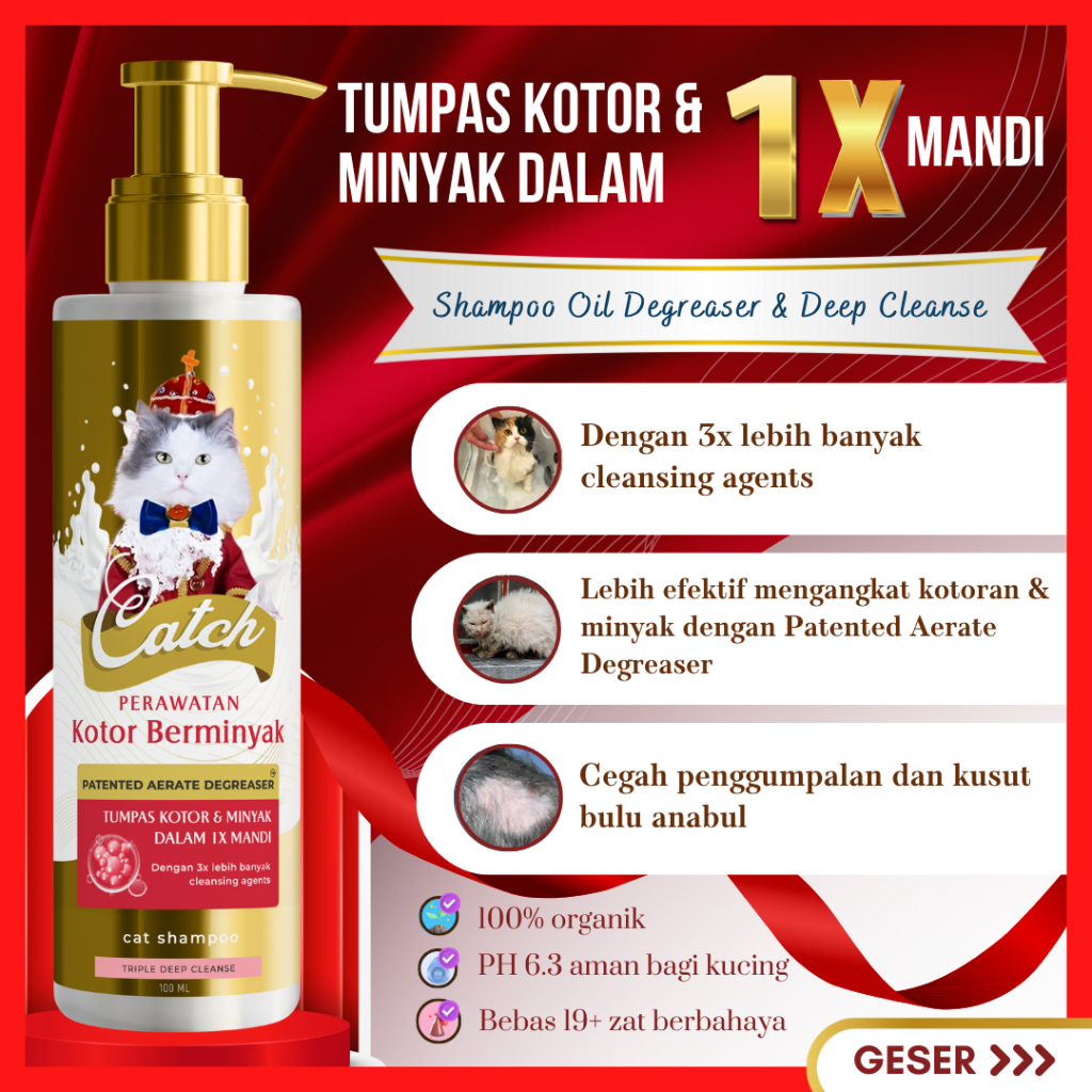 Jual Catch Shampoo Degreaser Kucing Tumpas Kotor & Minyak dalam 1x