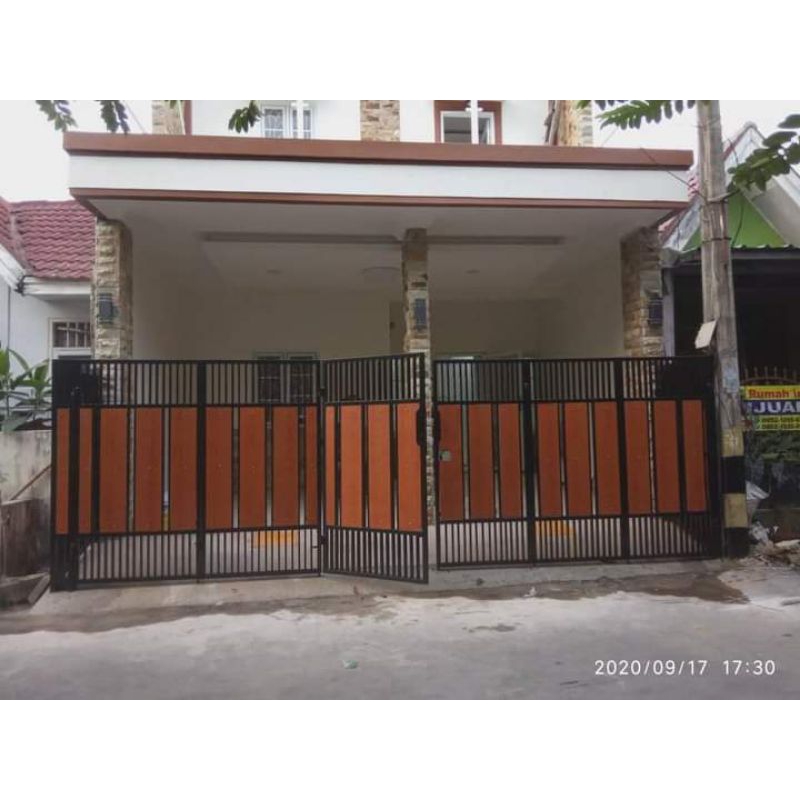 Jual Pembuatan pagar rumah minimalis variasi GRC motif serat kayu