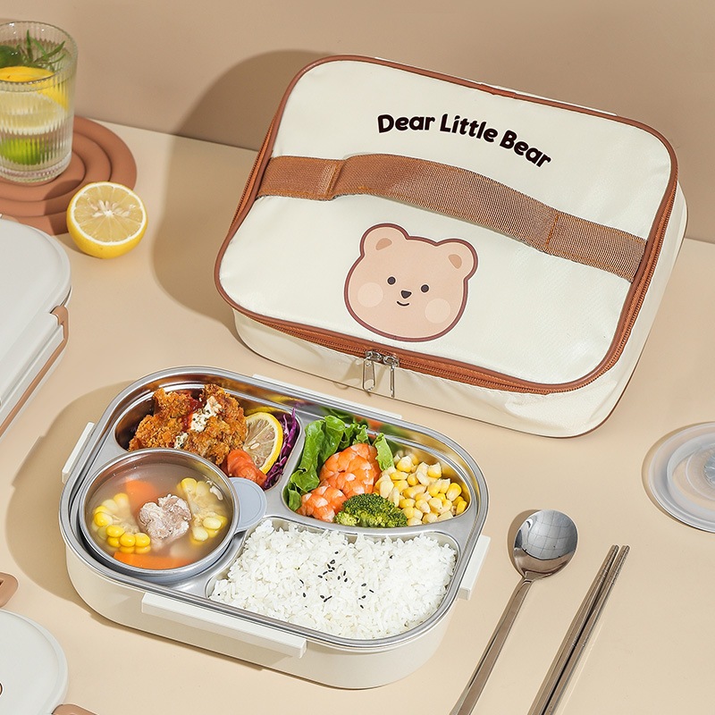 Jual 【Wu Ready & COD】Lunch Box Anak Sekolah Stainless 304 BEAR SERIES / Kotak Makan Bekal Anak