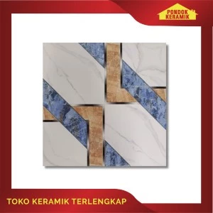 Keramik Lantai Aversa 50x50 Lyon Biru / Keramik Motif Nyambung Connecting