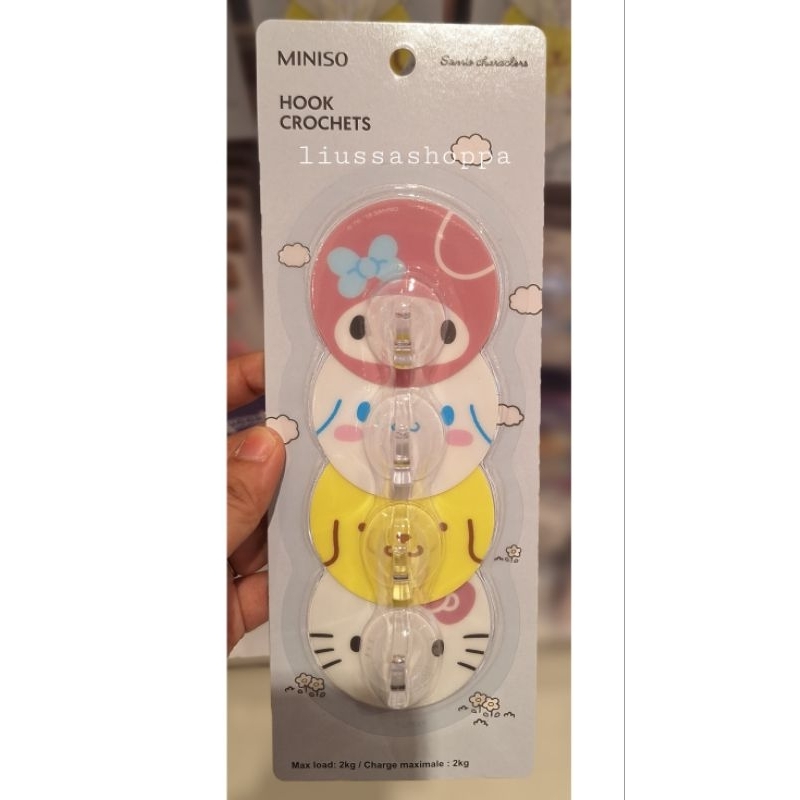 Jual Hook Miniso Sanrio Characters Round Traceless Hooks (4pcs