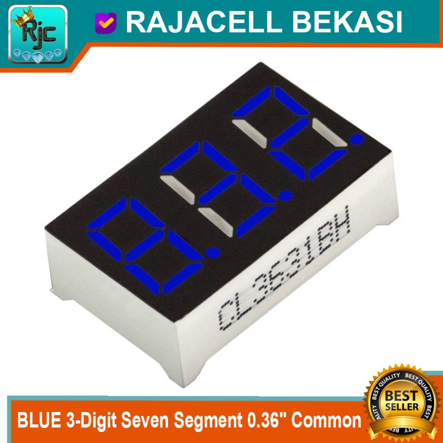 Jual BLUE 3-Digit Seven Segment 0.36