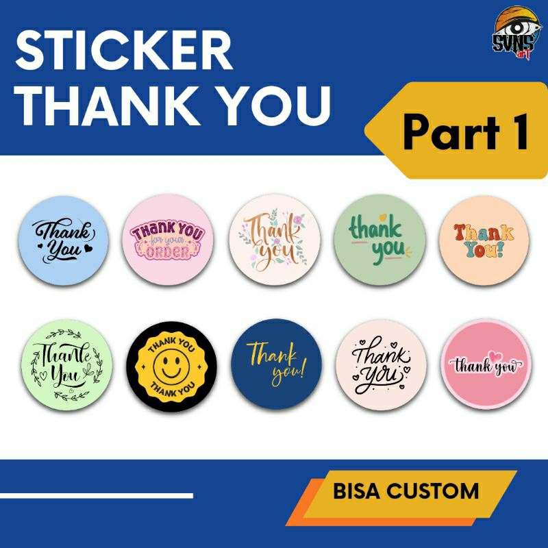 Jual PART 1 Stiker Thank You Bulat Custom Sticker Terimakasih Aesthetic