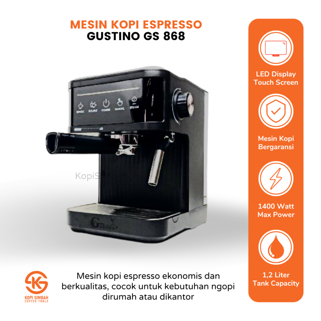 Jual Mesin Kopi Espresso GUSTINO GS 868 Coffee Maker Machine Alat Seduh