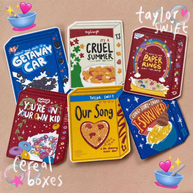 Jual Taylor Swift Song Lyrics Cereal Box Inspired Glitter Sticker