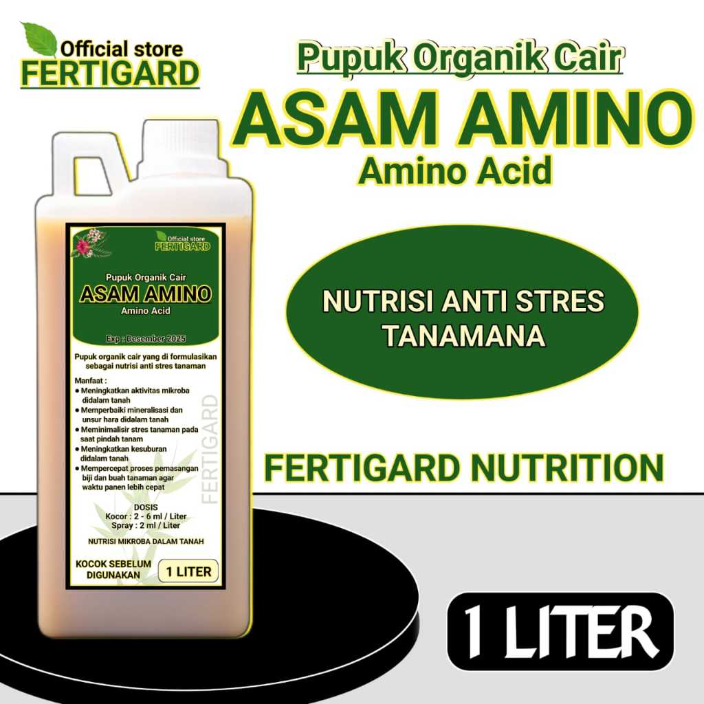 Pupuk organik cair asam amino 1 liter nutrisi anti stres tanaman penyubur tanaman dan media tanam