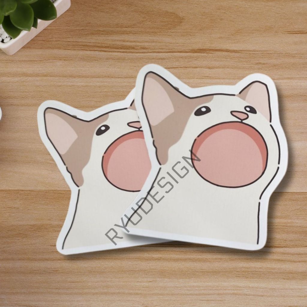 Jual Stiker Meme Cute Kucing Anabul Teriak Buka Mulut | Shopee Indonesia