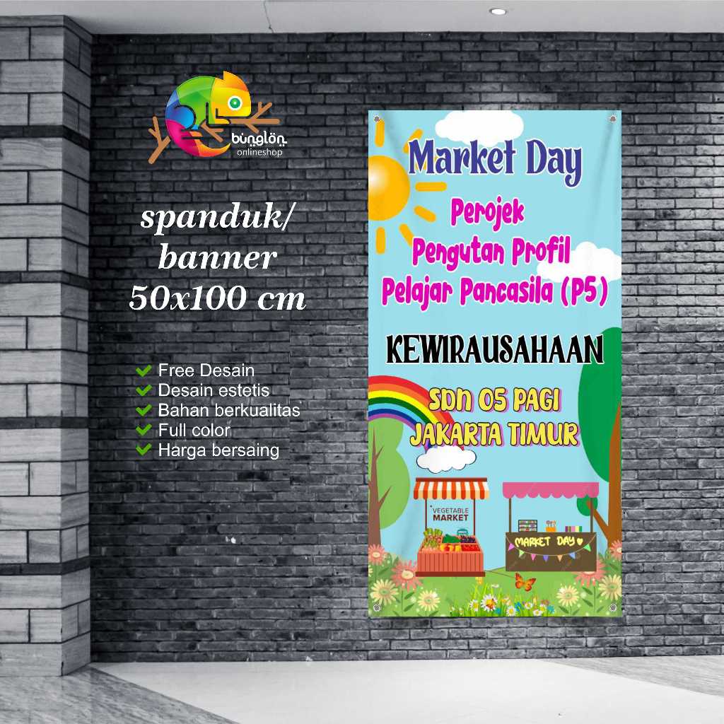 Jual Spanduk 50x100 Banner Market Day Custom | Shopee Indonesia