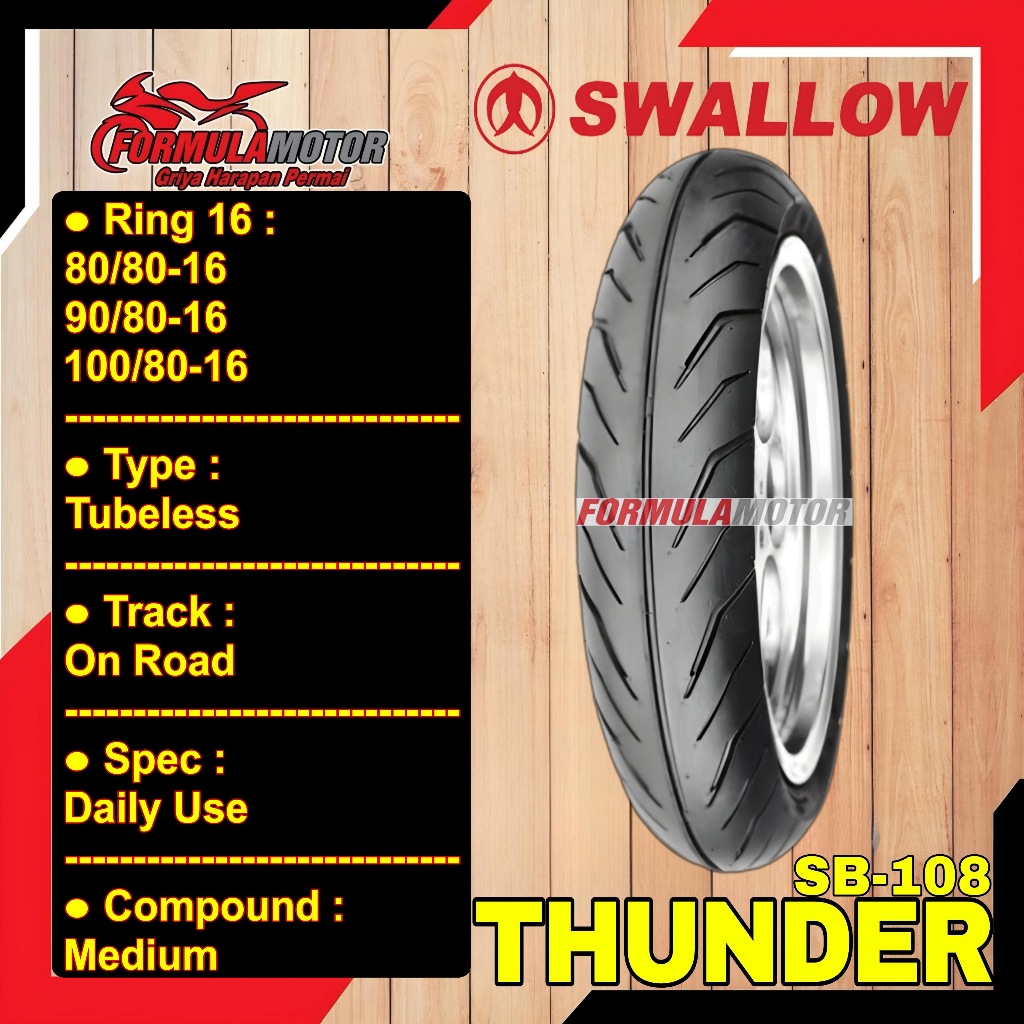 Jual Swallow SB108 Thunder Ring 16 Tubeless - Ban Swallow Motor Matic ...