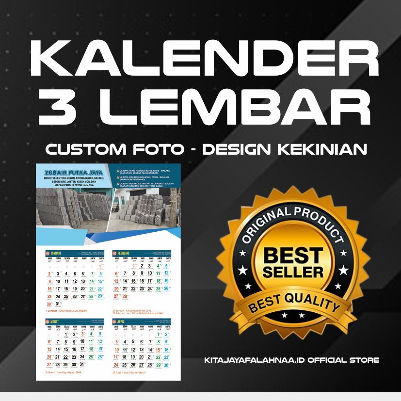 Jual (CUSTOM) Kalender Dinding 2025, 3 Lembar (4 Bulanan), Design Kekinian  Aesthetic Aneka 