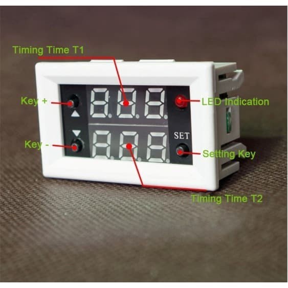 Jual Timing Delay Relay Cycle Digital Timer LED Dual Display H1 12V ...
