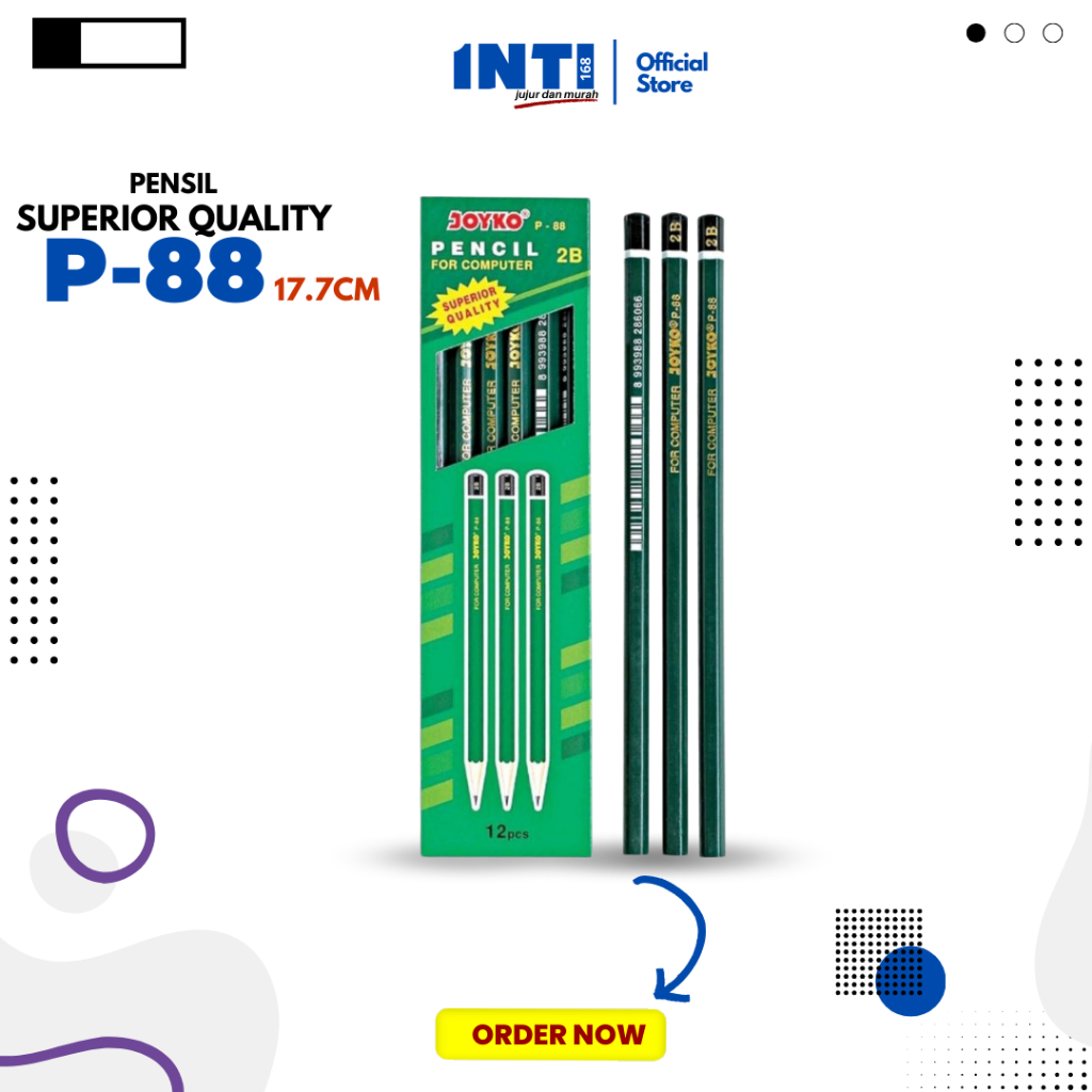 Jual PENSIL KOMPUTER 2B JOYKO P-88 HIJAU SATUAN LUSIN PACK UJIAN UN ...