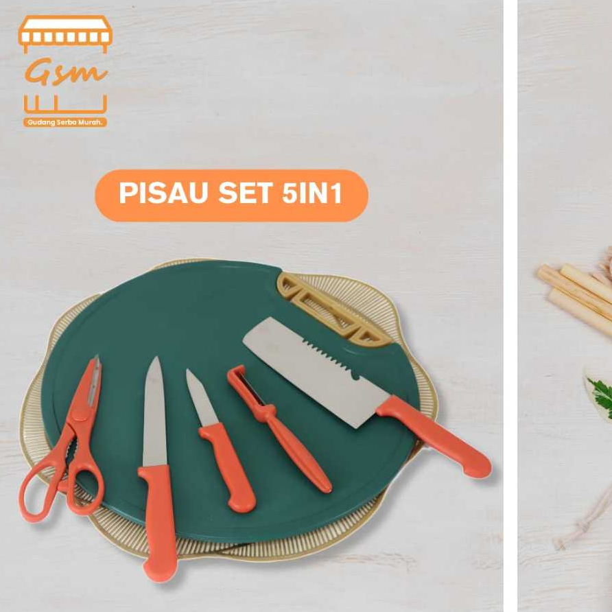 Jual GSM Pisau Dapur Set 5 in 1 Stainless steel / Kitchen Knife Set ...