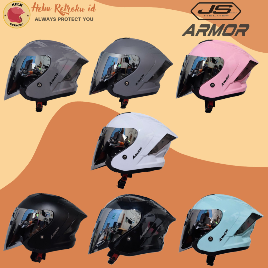 Jual Helm JS ARMOR DARK GREY Solid Half Face Dewasa Original SNI