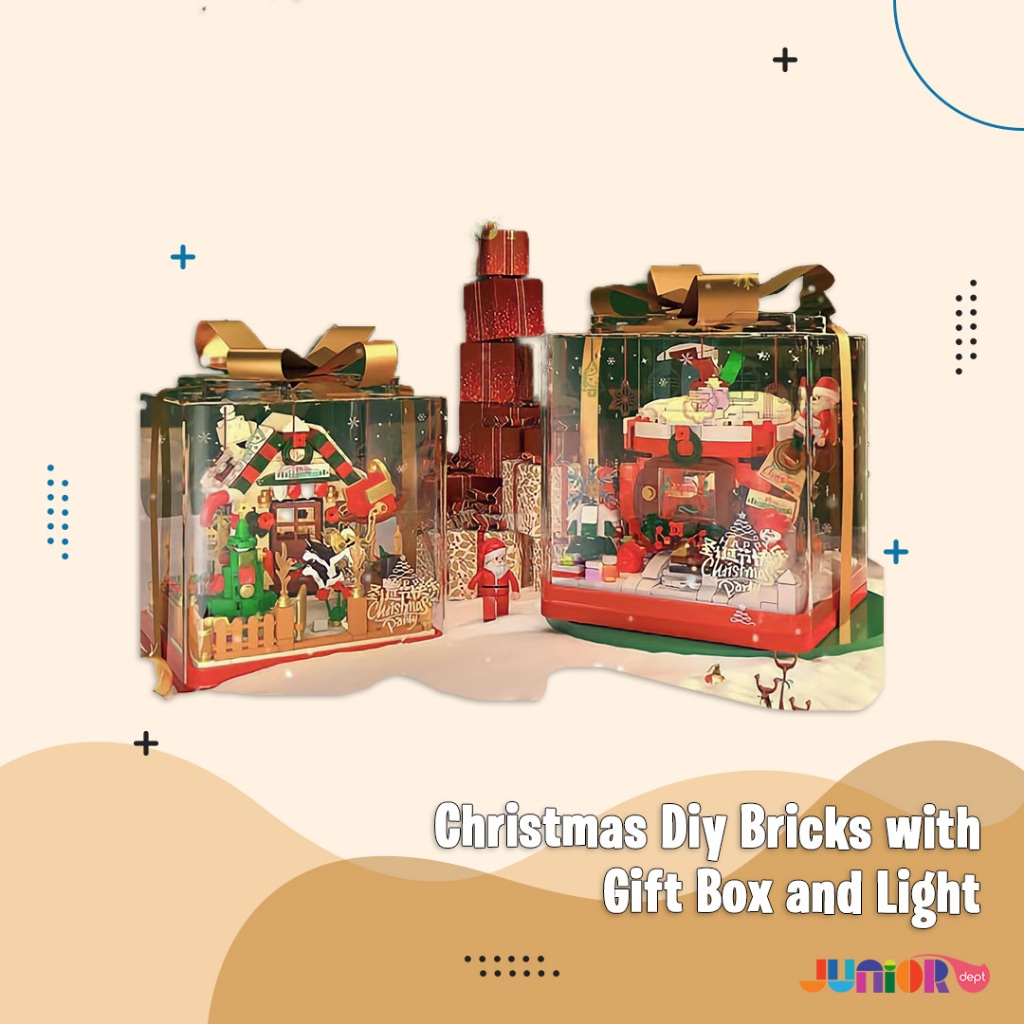 Jual Christmas Diy Bricks With Gift Box And Light / Xmas Decoration
