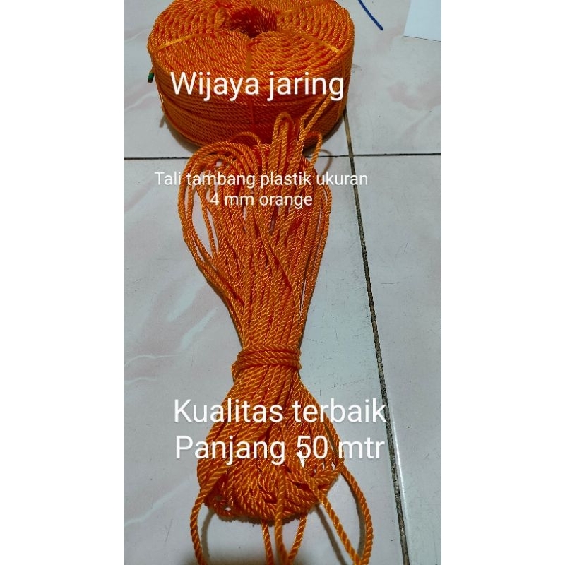 Jual tali tambang serbaguna tebal 4 mm warna orange panjang 50 mtr ...