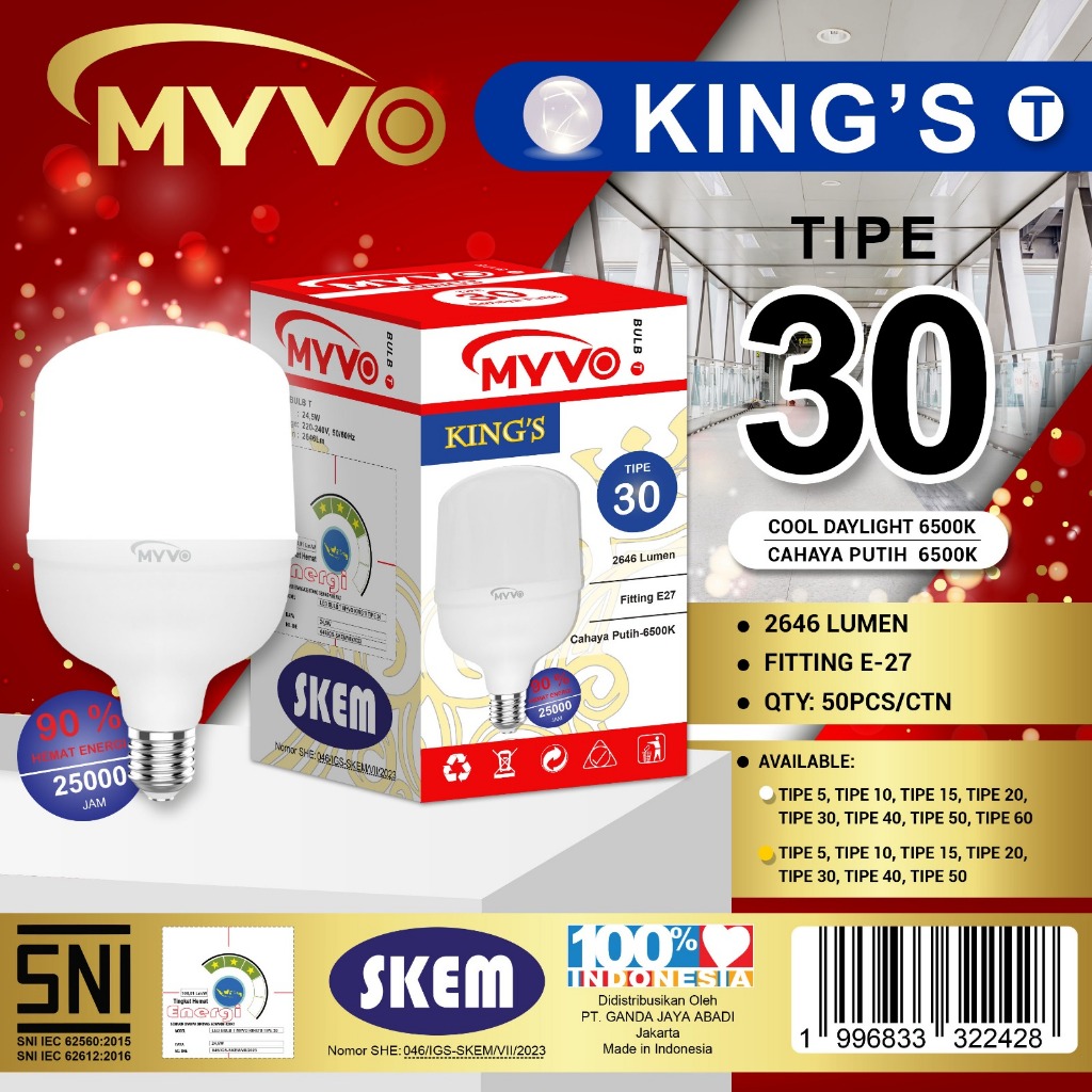 Jual Lampu LED Capsule Myvo King Type 30 E27 Standar SNI Good Quality ...