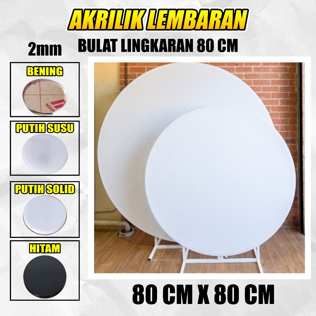 Jual Lembaran Akrilik Bulat Lingkaran 80 Cm 2mm Acrylic Putih Solid