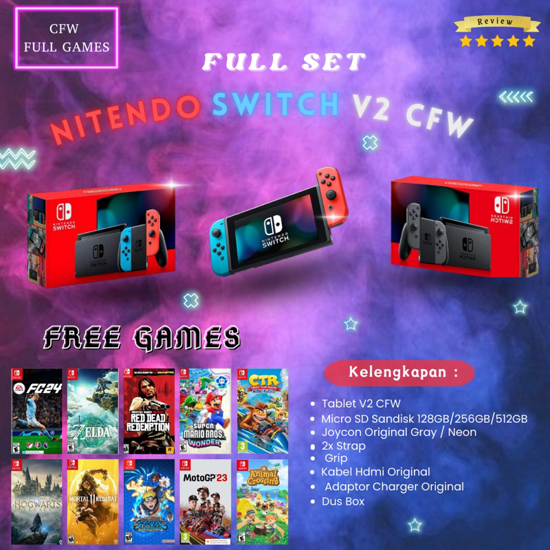 Jual Nintendo Switch V2 CFW Fullset Full Games Shopee Indonesia