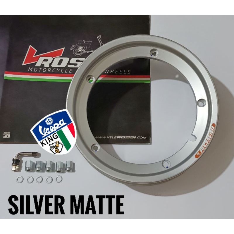 Jual Velg Tubeless Vespa Klasik Ring 10 VROSSI VR Silver Matte Doff Velg Tubeless Vespa Sprint