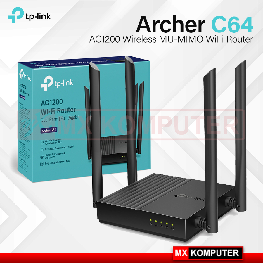 Jual Tp-Link Archer C64 AC1200 Dual-Band Wi-Fi Router TpLink Archer C ...