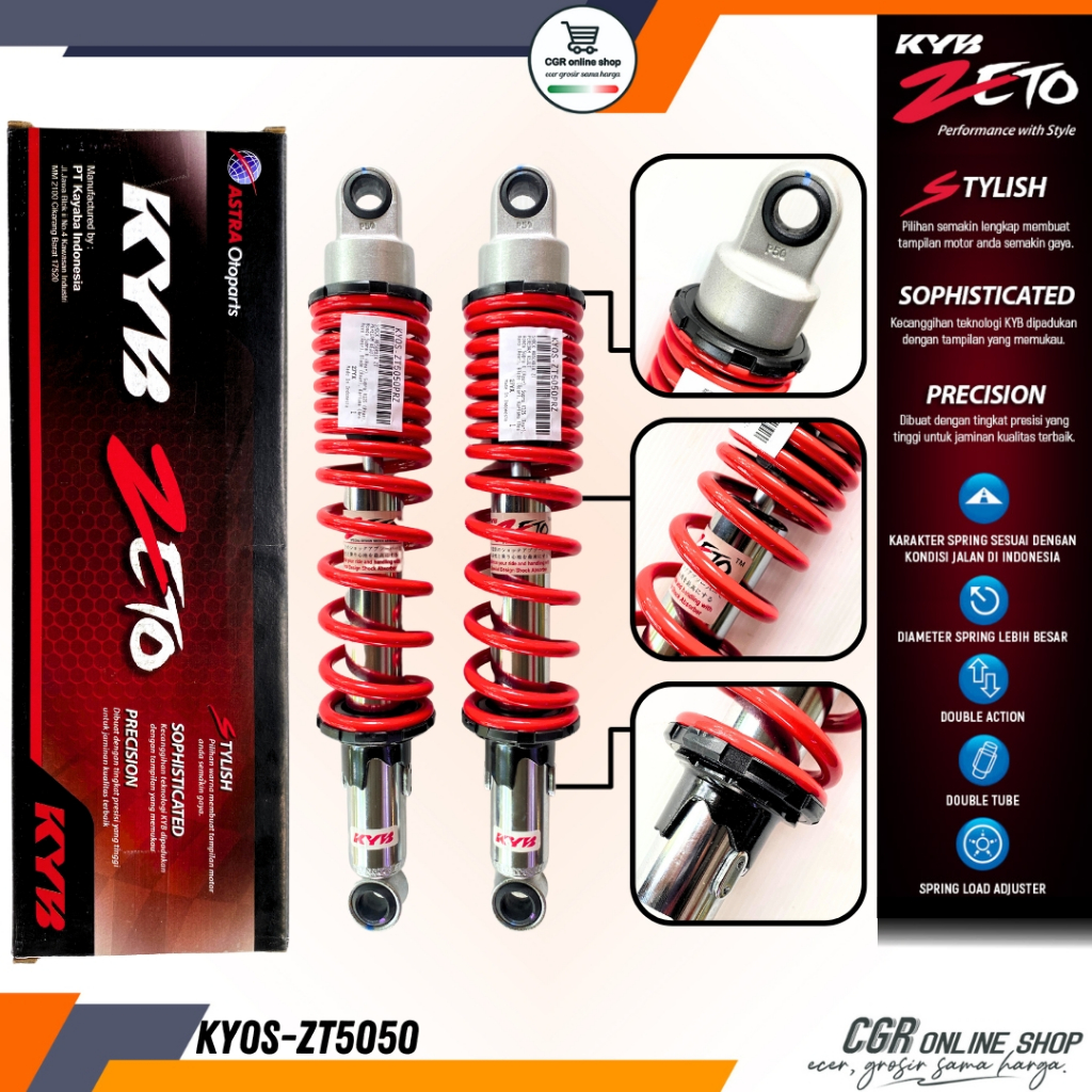 Jual KAYABA Zeto ZT5050 340mm Shock Breaker RX-King Supra Supra X 125 ...