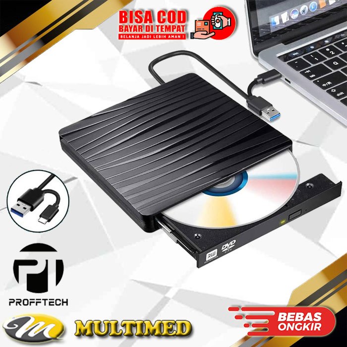 Jual DVD-RW EXTERNAL USB 3.0 + TYPE-C HUB Profftech | Shopee Indonesia