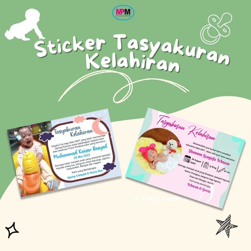 Jual CETAK STIKER TASYAKURAN ANAK / STIKER TASYAKURAN KELAHIRAN - FREE