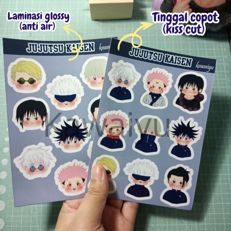 Jual Sticker Anime Anti Air Jujutsu Kaisen Kiss Cut A6 Sukuna Gojo Toge ...