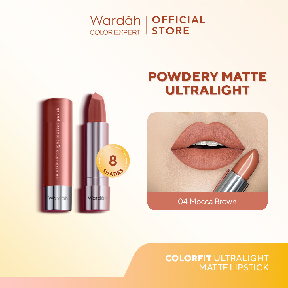 WARDAH Colorfit Ultralight Matte Lipstick - Ringan, Nyaman dan Lembut di Bibir - Pigmented dengan Hasil Akhir Soft Matte - Tahan Lama Hingga 8 jam - Makeup
