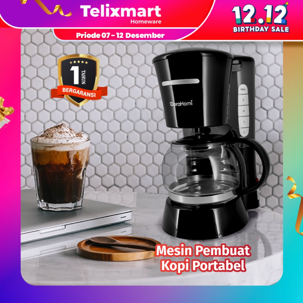 Promo Simplus Coffee Maker 1.5L Mesin Pembuat Kopi Low Watt Mesin