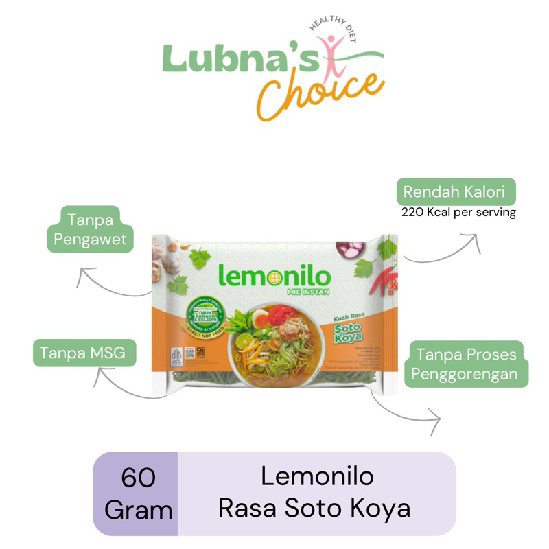 Jual Lemonilo Mie Instan Rasa Soto Koya 60g, Mie Instan Sehat Tanpa MSG