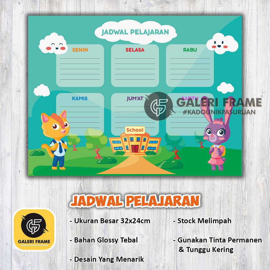 Jual POSTER JADWAL PELAJARAN, POSTER JADWAL PIKET SEKOLAH DAN POSTER ...