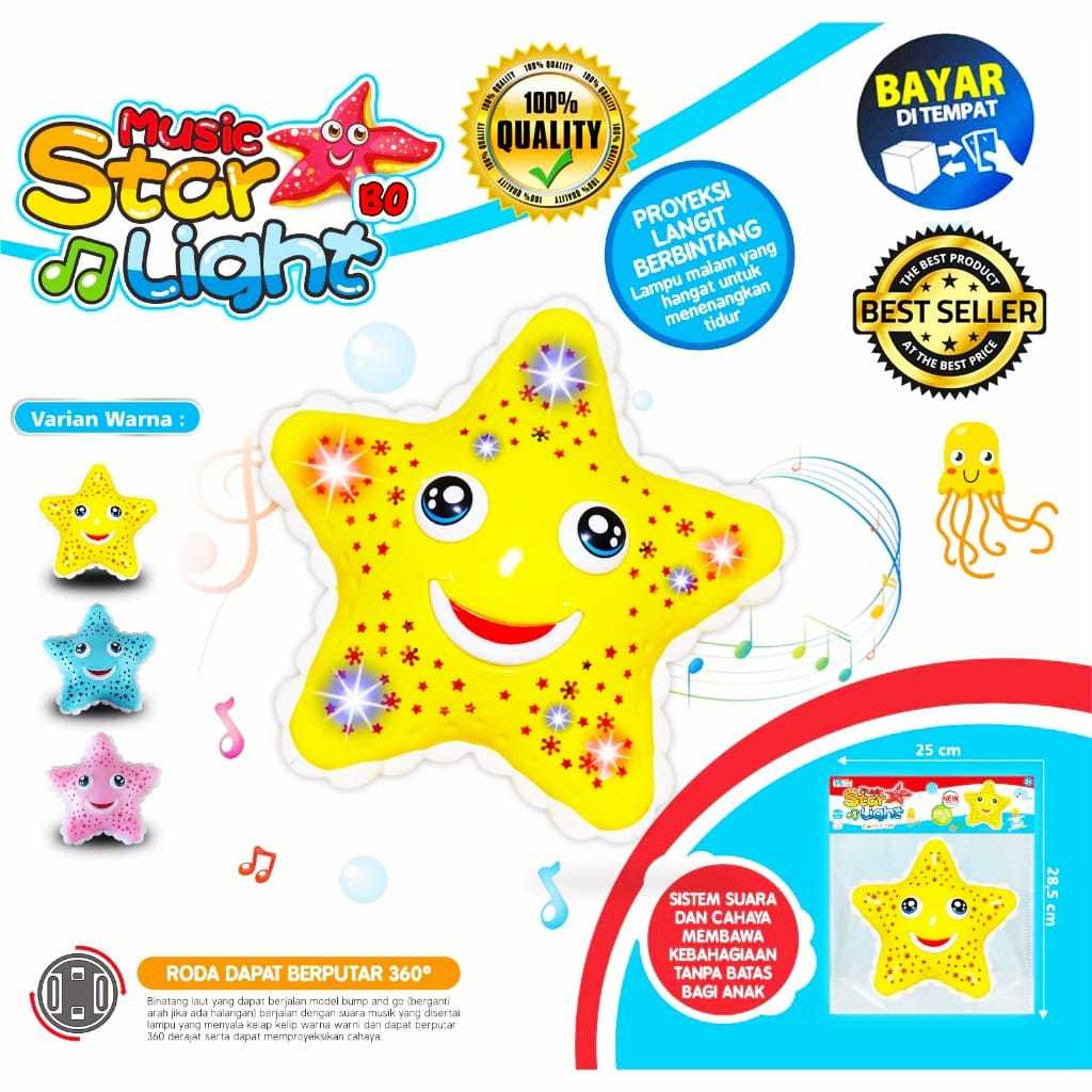 Jual (MLTSTR) Mainan Bayi Musik Bintang Laut Berjalan ada Lampu