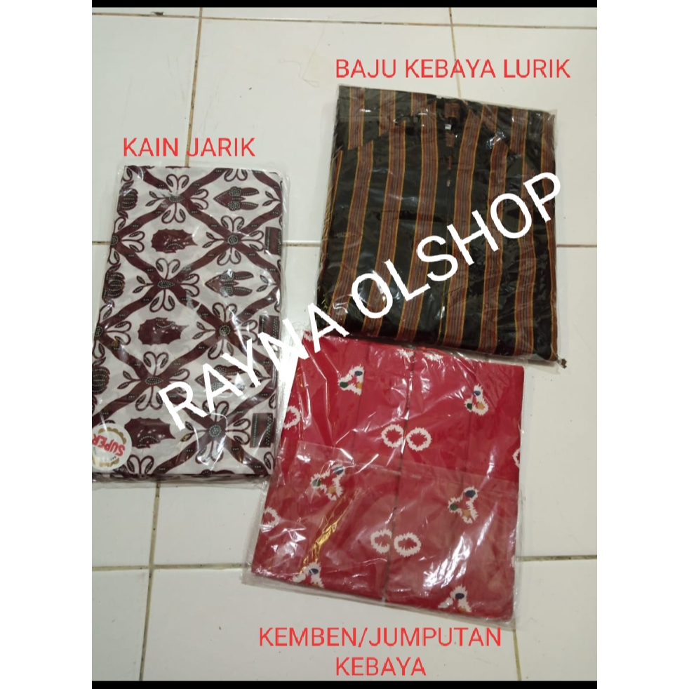 Jual Paketan Lengkap Baju Jawa Wanita Kebaya Lurik Coklat Kemben