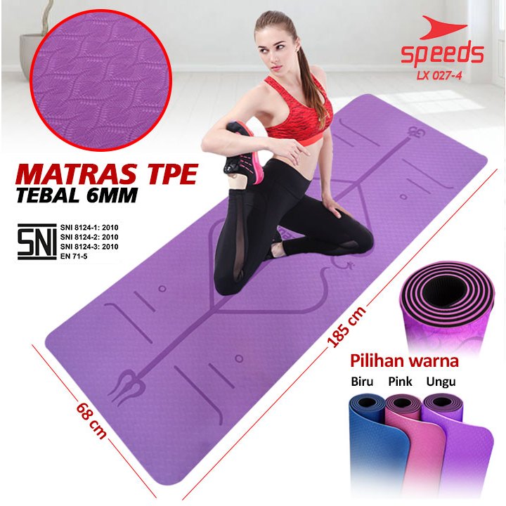 Jual Speeds Matras Yoga Tpe Tebal Aerobic 6mm Anti Air Slip Ringan Alas