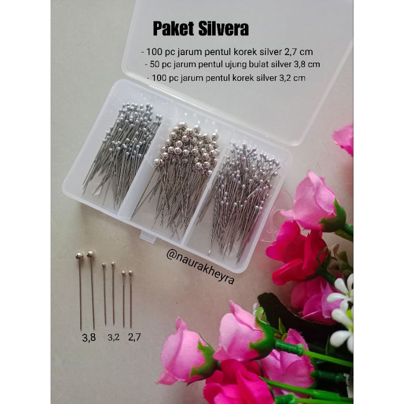 Jual Paket pins hijab Silvera / hijab kit isi jarum pentul silver ...