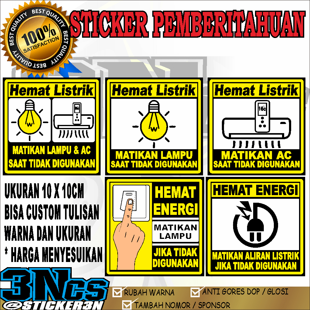 Jual Sticker Pemberitahuan Hemat Energi Sticker Pemberitahuan Hemat Listrik Shopee Indonesia