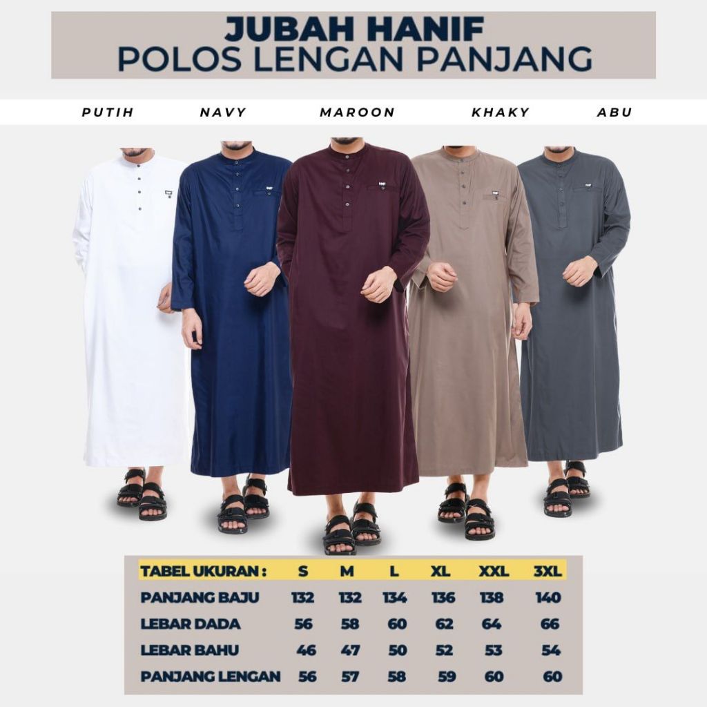 Jual Baju Gamis Jubah Pria Muslim Laki Dewasa Lengan Panjang Hanif