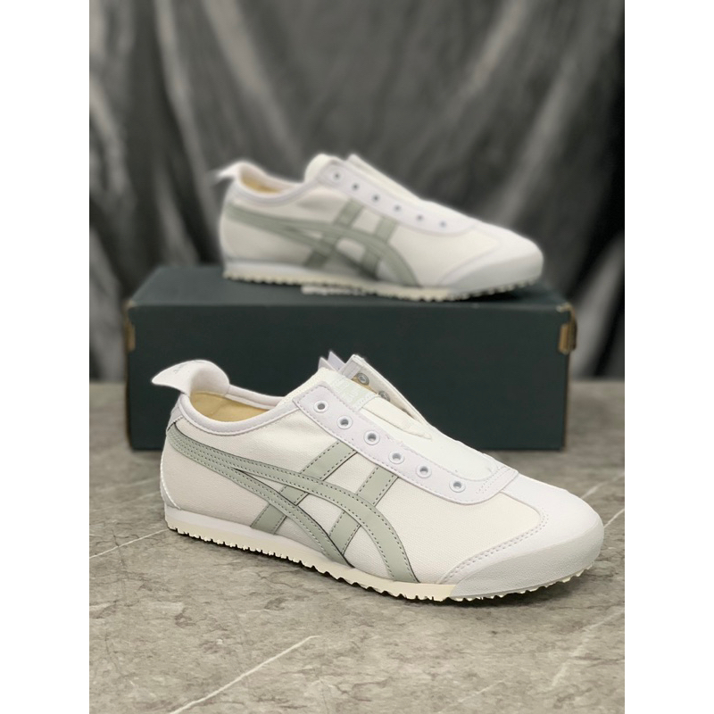 Promo Sepatu Onitsuka Tiger Slip On White Saga Free paperbaq dan kaos kaki